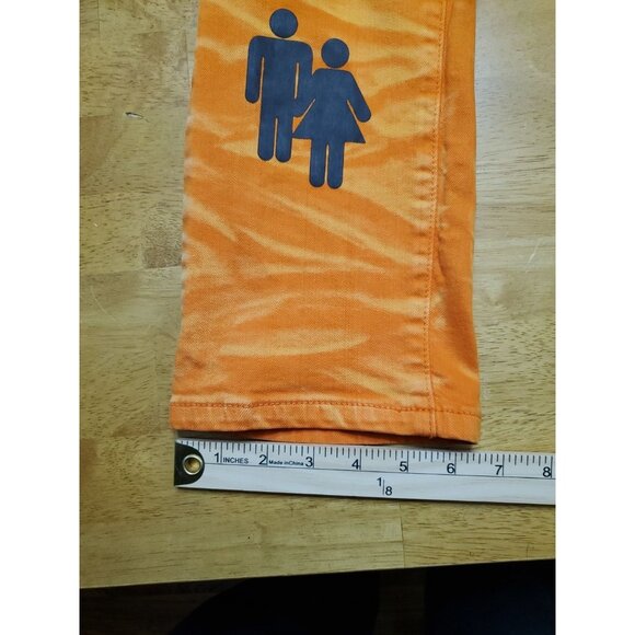 Homme Femme Jeans Size 32 Orange Unisex Couples Modern Stretch Denim Pants - Picture 3 of 13